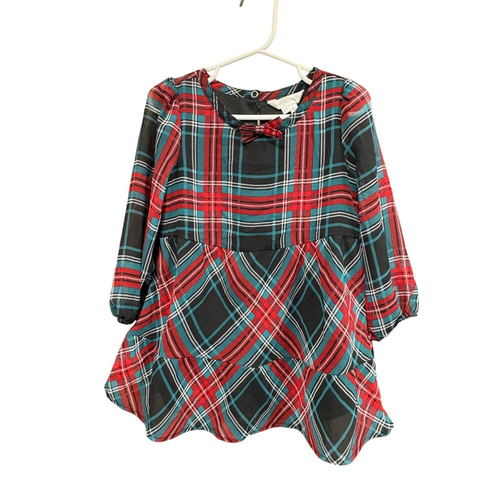 Long Sleeve Plaid Holiday Dress - Draper James - 2T
